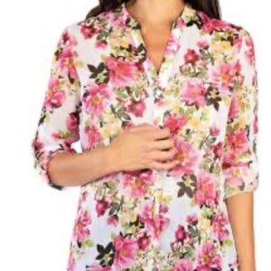 Kut from the Kloth Floral Button-Up Blouse Size Small